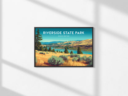 Riverside State Park, Washington Landscape Poster | Pacific Northwest Vacation Wall Art — framed and ready to hang, 2x3 in