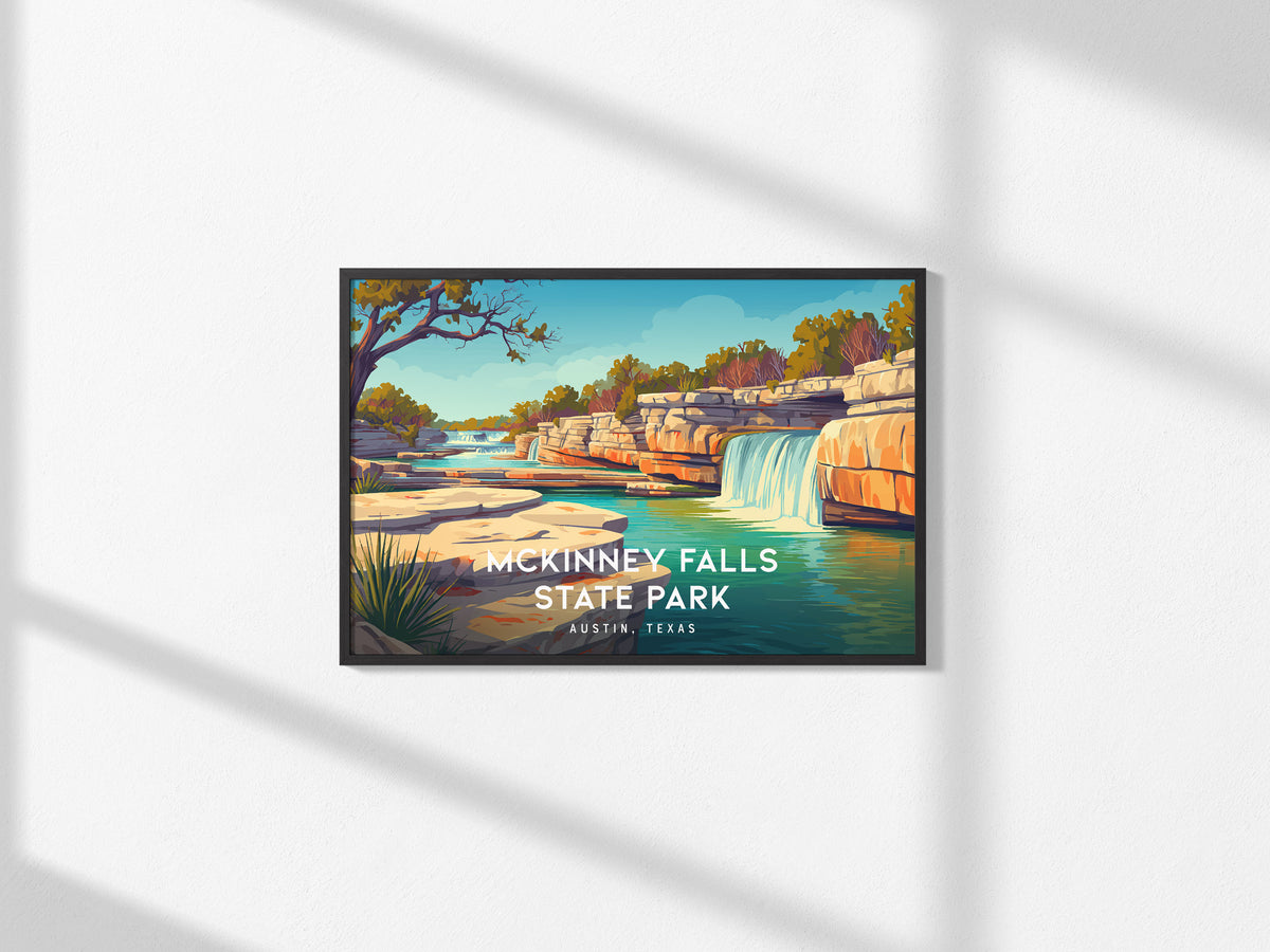 McKinney Falls State Park Landscape Poster | Austin, Texas Vacation Wall Art — framed and ready to hang, 2x3 in