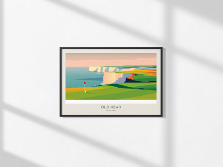 Old Head Landscape Matte Border Poster | Ireland Country Club Decor & Golf Wall Art — framed and ready to hang, 2x3 in