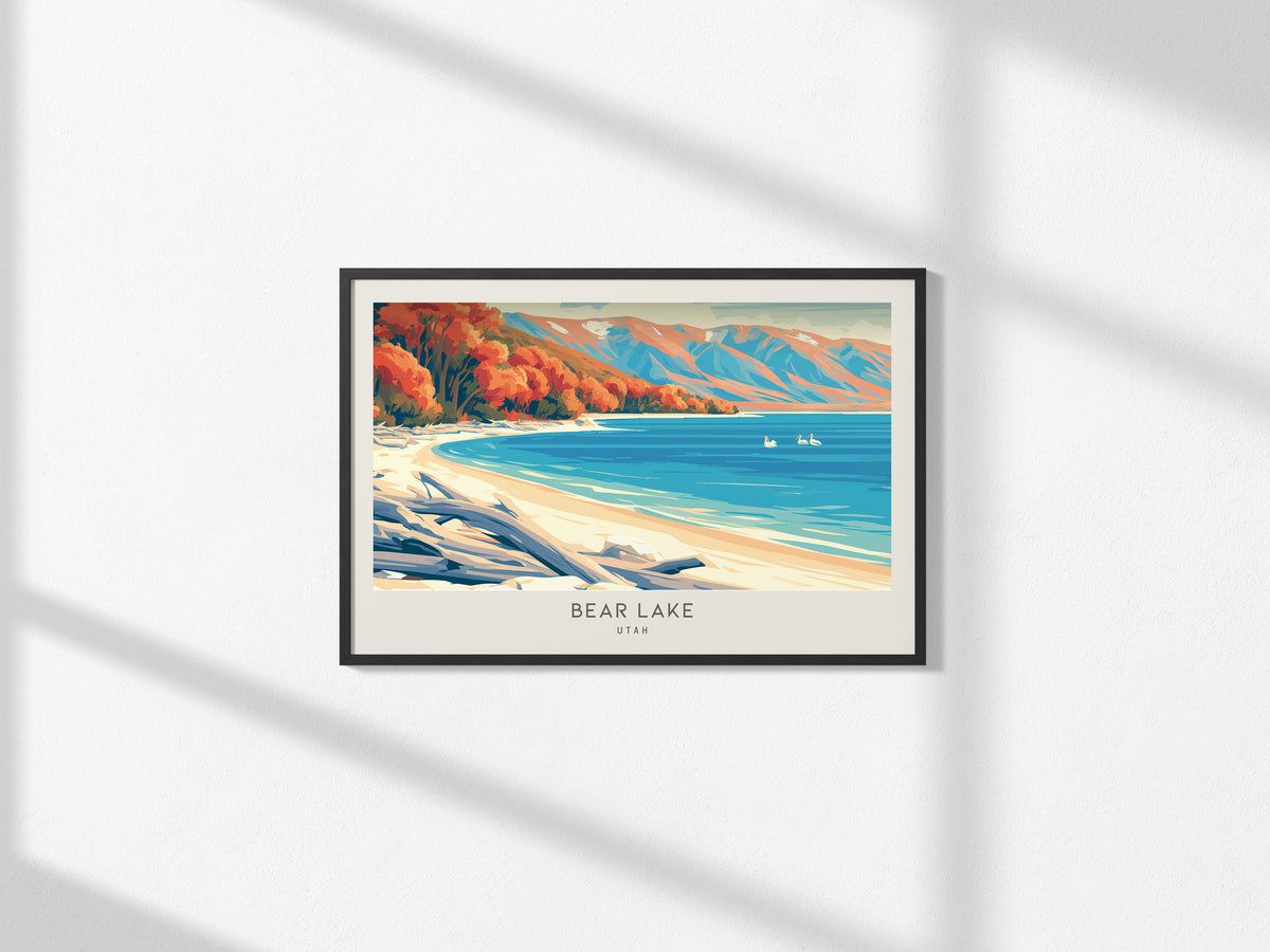 Bear Lake Landscape Matte Border Poster | Utah Destination Print Vacation Wall Art — framed and ready to hang, 2x3 in