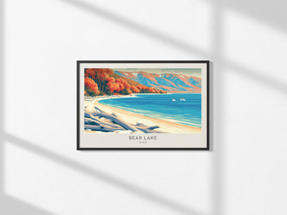 Bear Lake Landscape Matte Border Poster | Utah Destination Print Vacation Wall Art — framed and ready to hang, 2x3 in