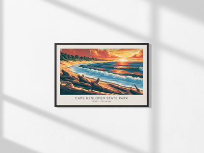 Cape Henlopen State Park Landscape Matte Border Poster | Lewes, Delaware Vacation Wall Art — framed and ready to hang, 2x3 in