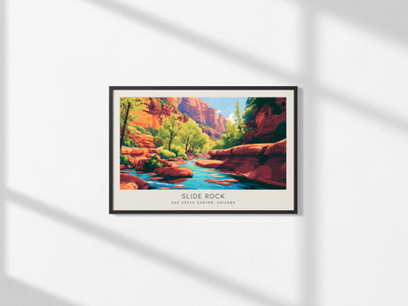 Slide Rock Landscape Matte Border Poster | Oak Creek Canyon, Arizona Travel Wall Art — framed and ready to hang, 2x3 in