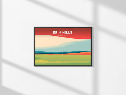 Erin Hills, Wisconsin Landscape Poster | Golfer Gift Country Club Decor Wall Art — framed and ready to hang, 2x3 in