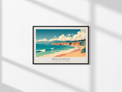 Trestles Beach Landscape Matte Border Poster | San Clemente, California Vacation Wall Art — framed and ready to hang, 2x3 in