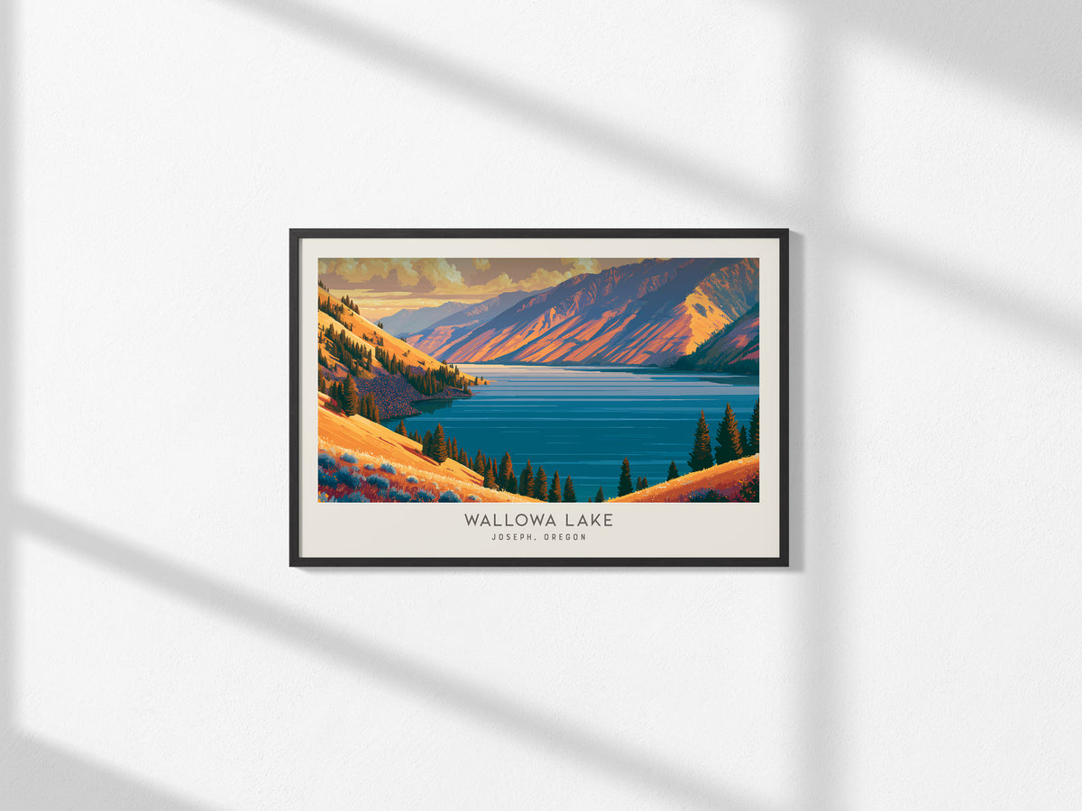 Wallowa Lake Landscape Matte Border Poster | Joseph, Oregon Framed or Unframed Destination Print — framed and ready to hang