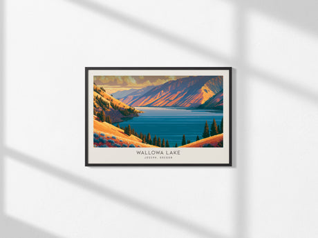 Wallowa Lake Landscape Matte Border Poster | Joseph, Oregon Framed or Unframed Destination Print — framed and ready to hang