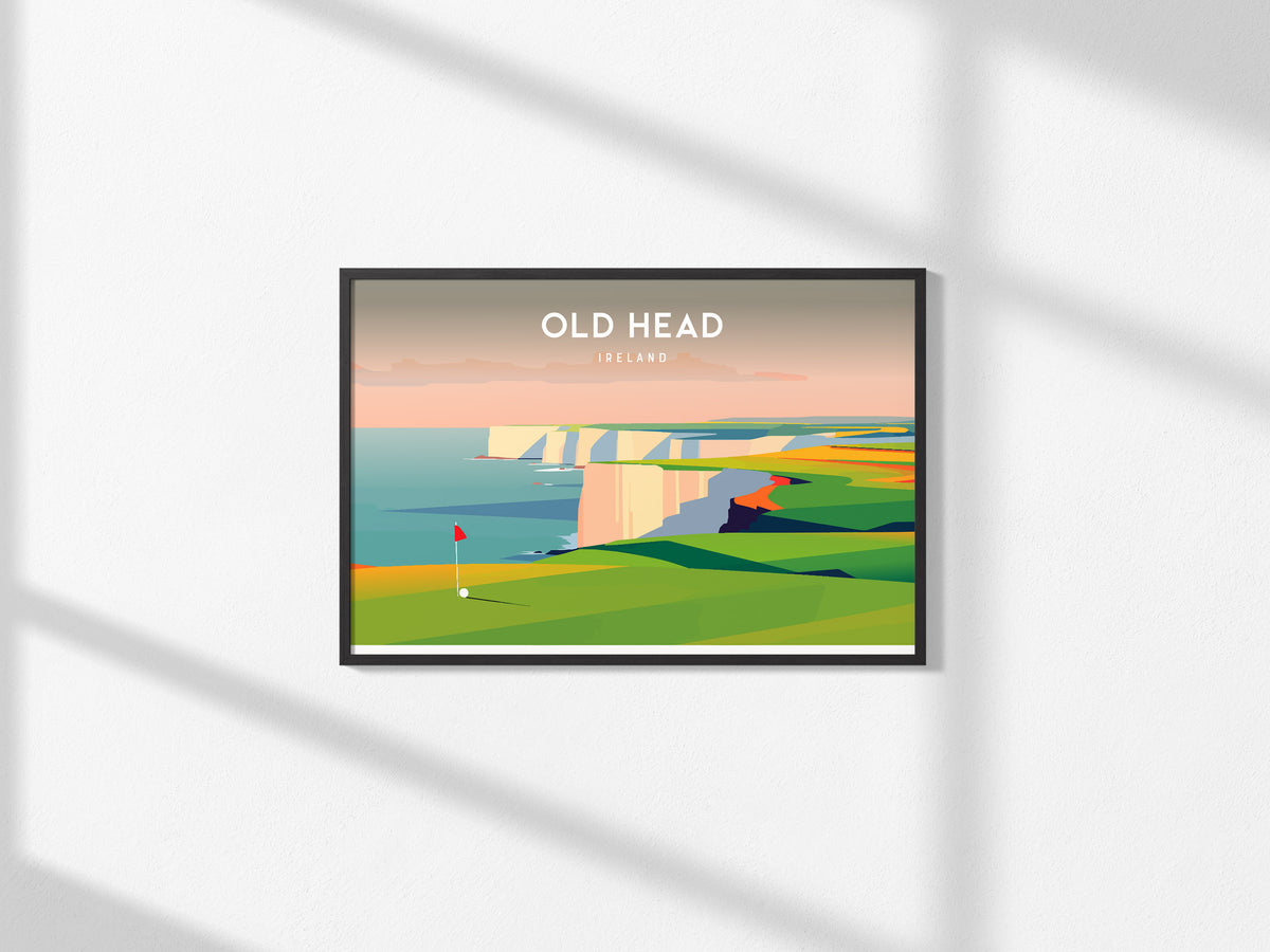 Old Head Landscape Poster | Ireland Links Poster & Framed or Unframed Golf Wall Art — framed and ready to hang, 2x3 in