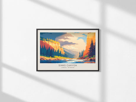 Sinks Canyon Landscape Matte Border Poster | Lander, Wyoming Framed or Unframed Destination Print — framed and ready to hang