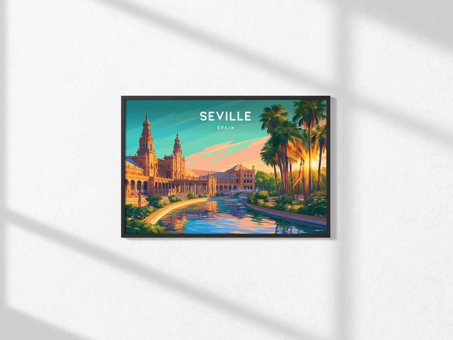 Seville, Spain Landscape Poster | Andalusian Splendor Vacation Wall Art — framed and ready to hang, 2x3 in