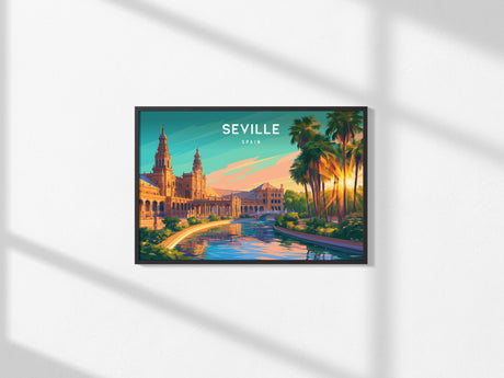 Seville, Spain Landscape Poster | Andalusian Splendor Vacation Wall Art — framed and ready to hang, 2x3 in