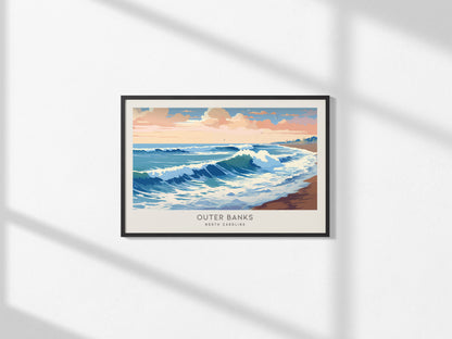 Outer Banks Landscape Matte Border Poster | North Carolina Travel Wall Art — framed and ready to hang, 2x3 in