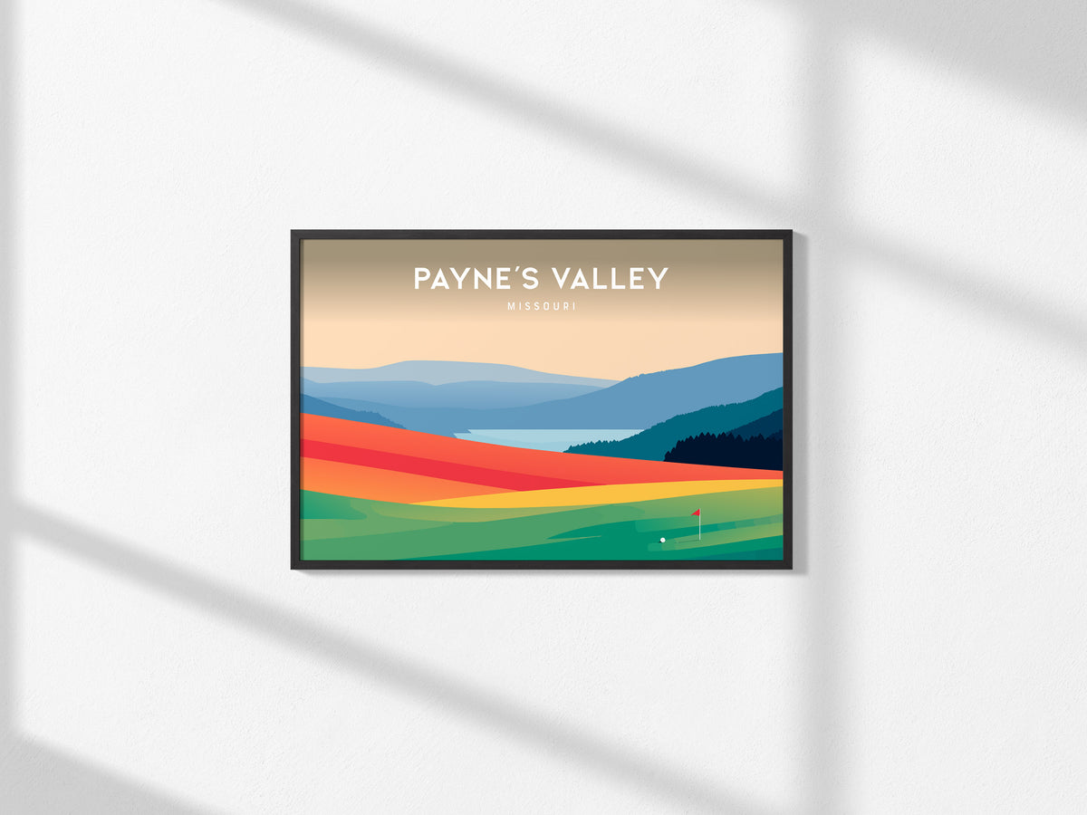Payne's Valley Landscape Poster | Missouri Country Club Decor & Golf Course Print Wall Art — framed and ready to hang, 2x3 in