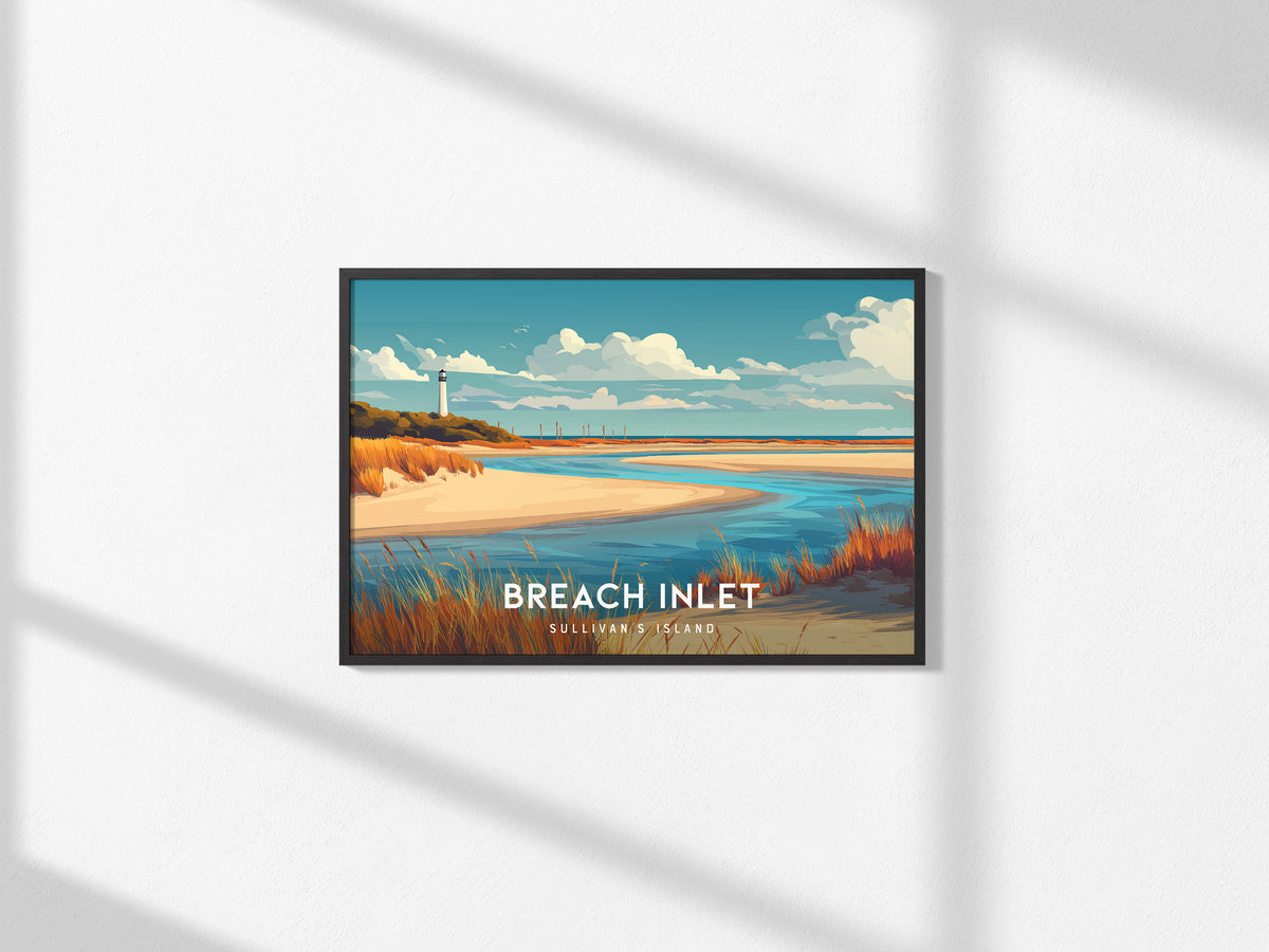Breach Inlet Landscape Poster | Sullivan's Island Tropical Beach Print Wall Art — framed and ready to hang, 2x3 in