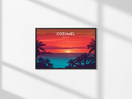 Cozumel, Mexico Landscape Poster | Destination Print Beach House Decor Wall Art — framed and ready to hang, 2x3 in