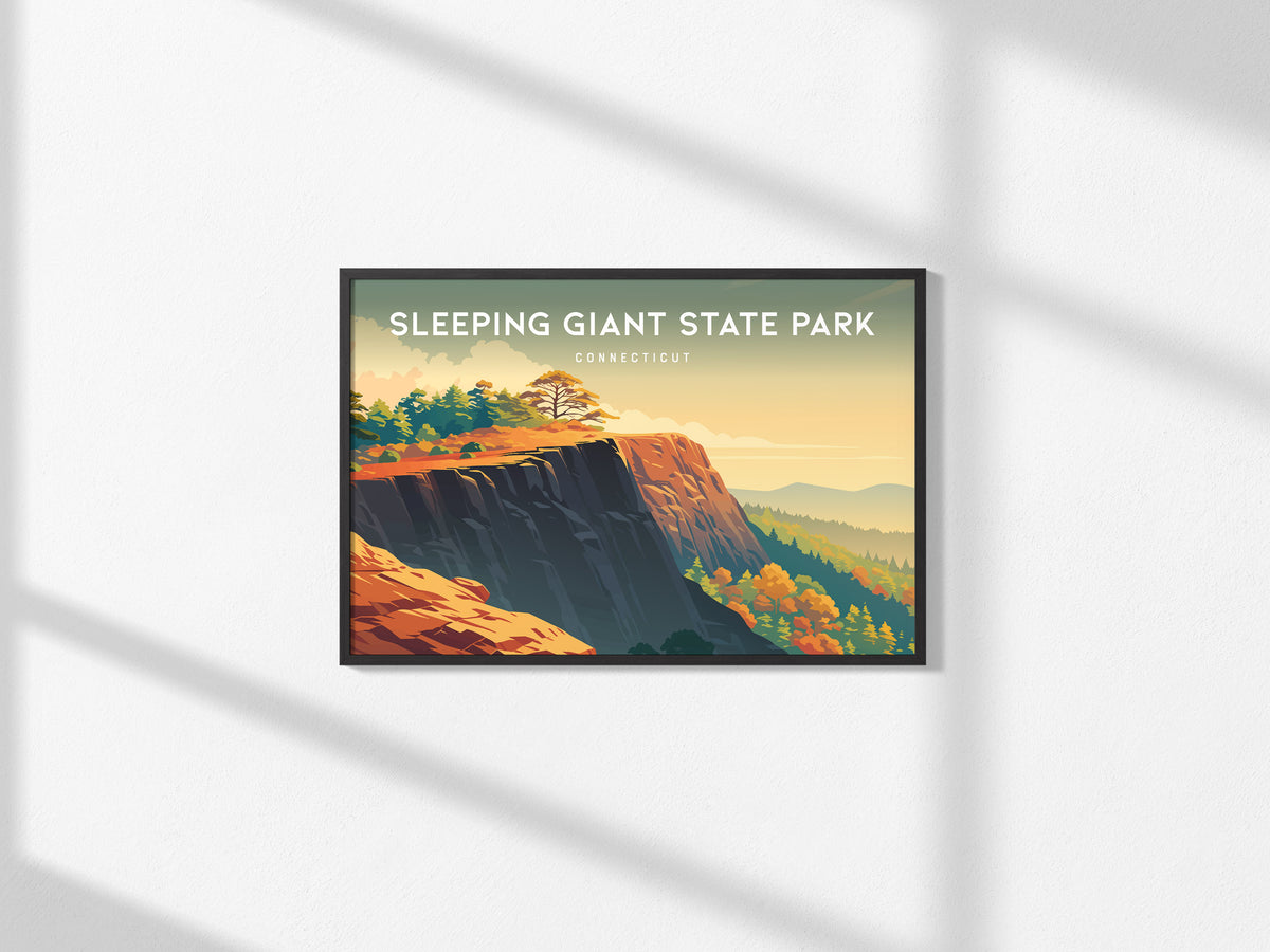 Sleeping Giant State Park Landscape Poster | Connecticut Hiking Vacation Wall Art — framed and ready to hang, 2x3 in