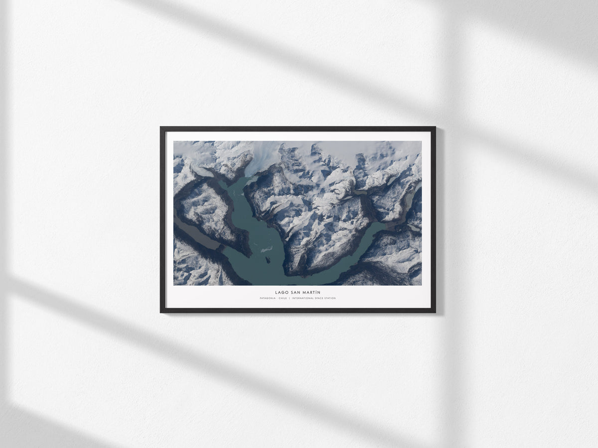 Lago San Martín Landscape Poster | NASA Space Photography Patagonia · Chile Astronomy Print — framed and ready to hang, 2x3 i