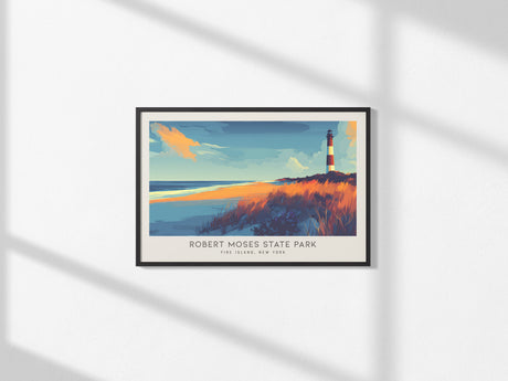 Robert Moses State Park Landscape Matte Border Poster | Fire Island, New York Travel Wall Art — framed and ready to hang, 2x3
