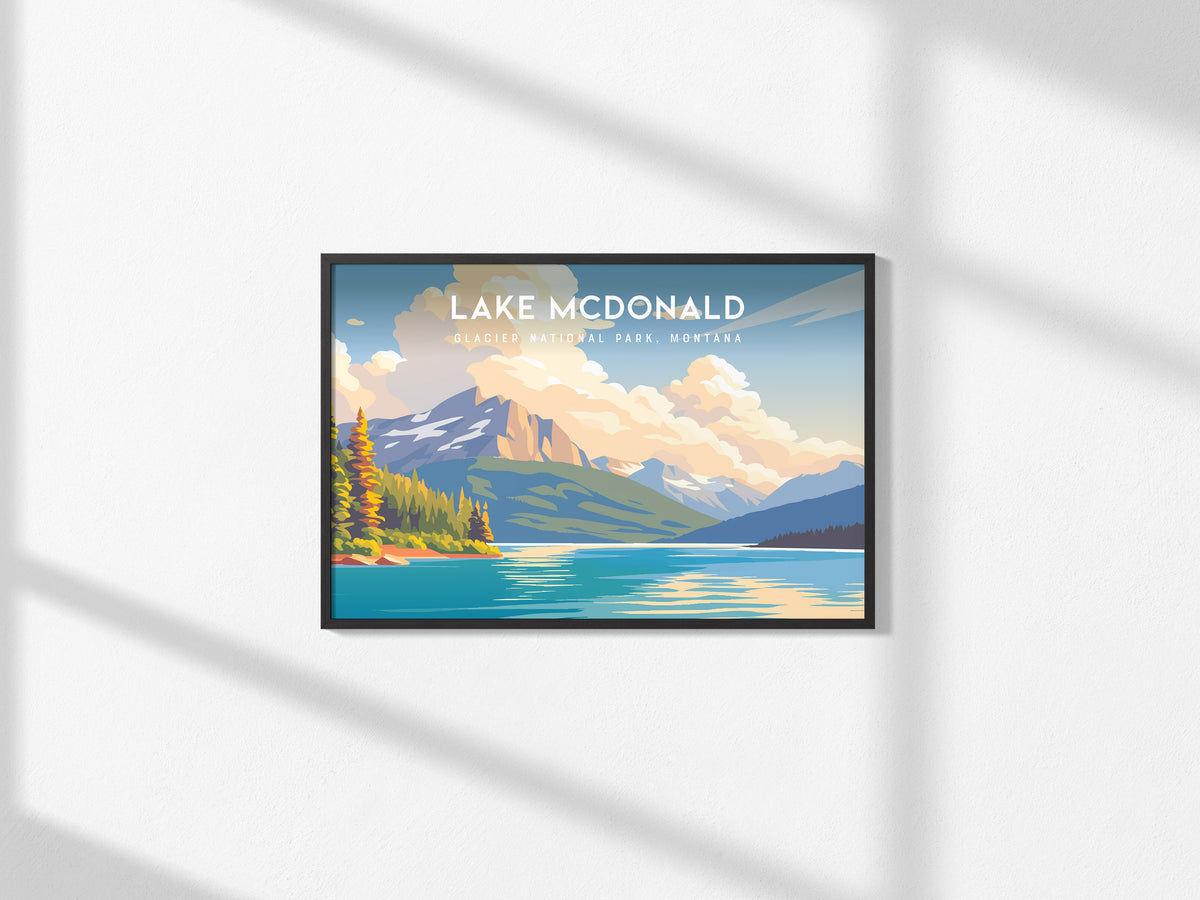 Lake McDonald Landscape Poster | Glacier National Park, Montana Framed or Unframed Wall Art — framed and ready to hang, 2x3 i