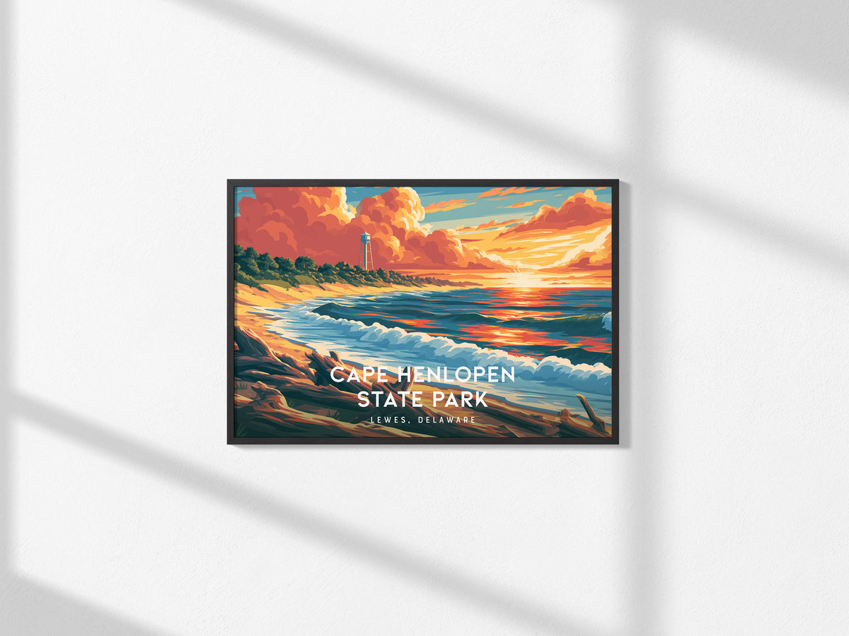 Cape Henlopen State Park Landscape Poster | Lewes, Delaware Destination Print Framed or Unframed — framed and ready to hang