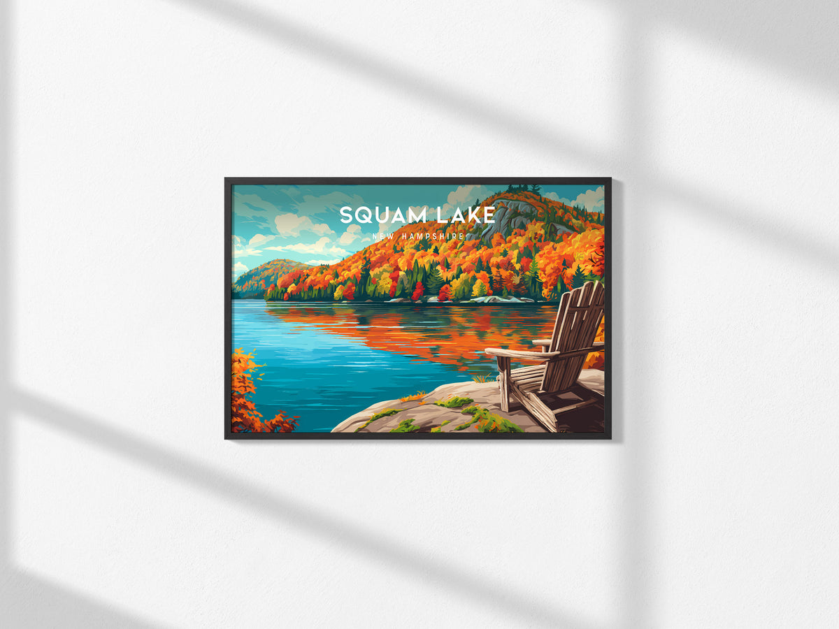 Squam Lake Landscape Poster | New Hampshire Framed or Unframed Wall Art — framed and ready to hang, 2x3 in