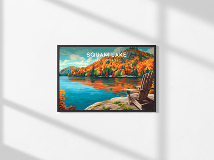 Squam Lake Landscape Poster | New Hampshire Framed or Unframed Wall Art — framed and ready to hang, 2x3 in