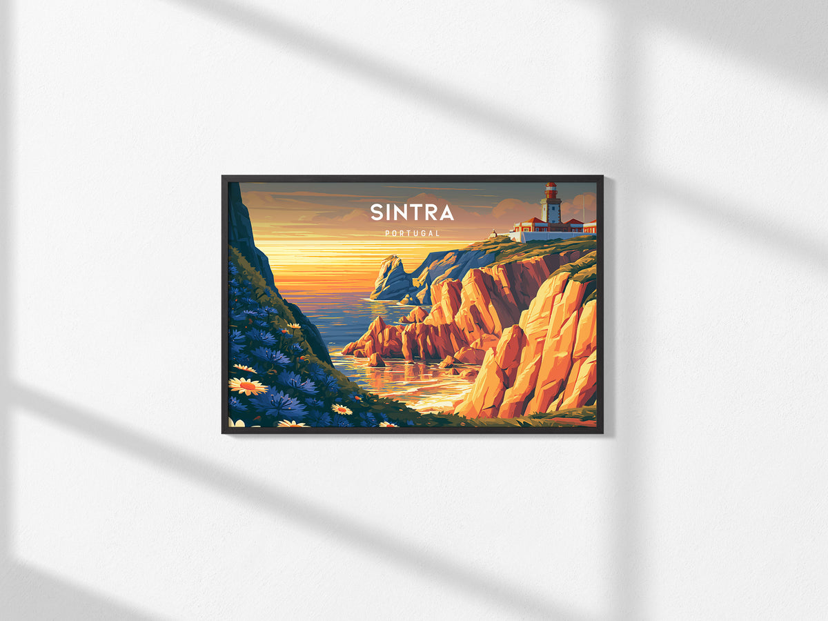 Sintra, Portugal Landscape Poster | Fairy-Tale Castle & Garden Travel Gift Wall Art — framed and ready to hang, 2x3 in