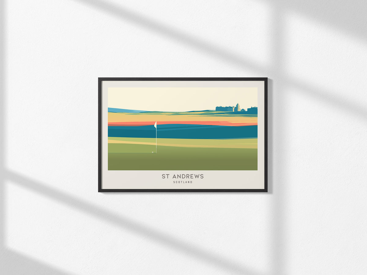 St Andrews Landscape Matte Border Poster | Scotland Golf Wall Art Framed or Unframed — framed and ready to hang, 2x3 in