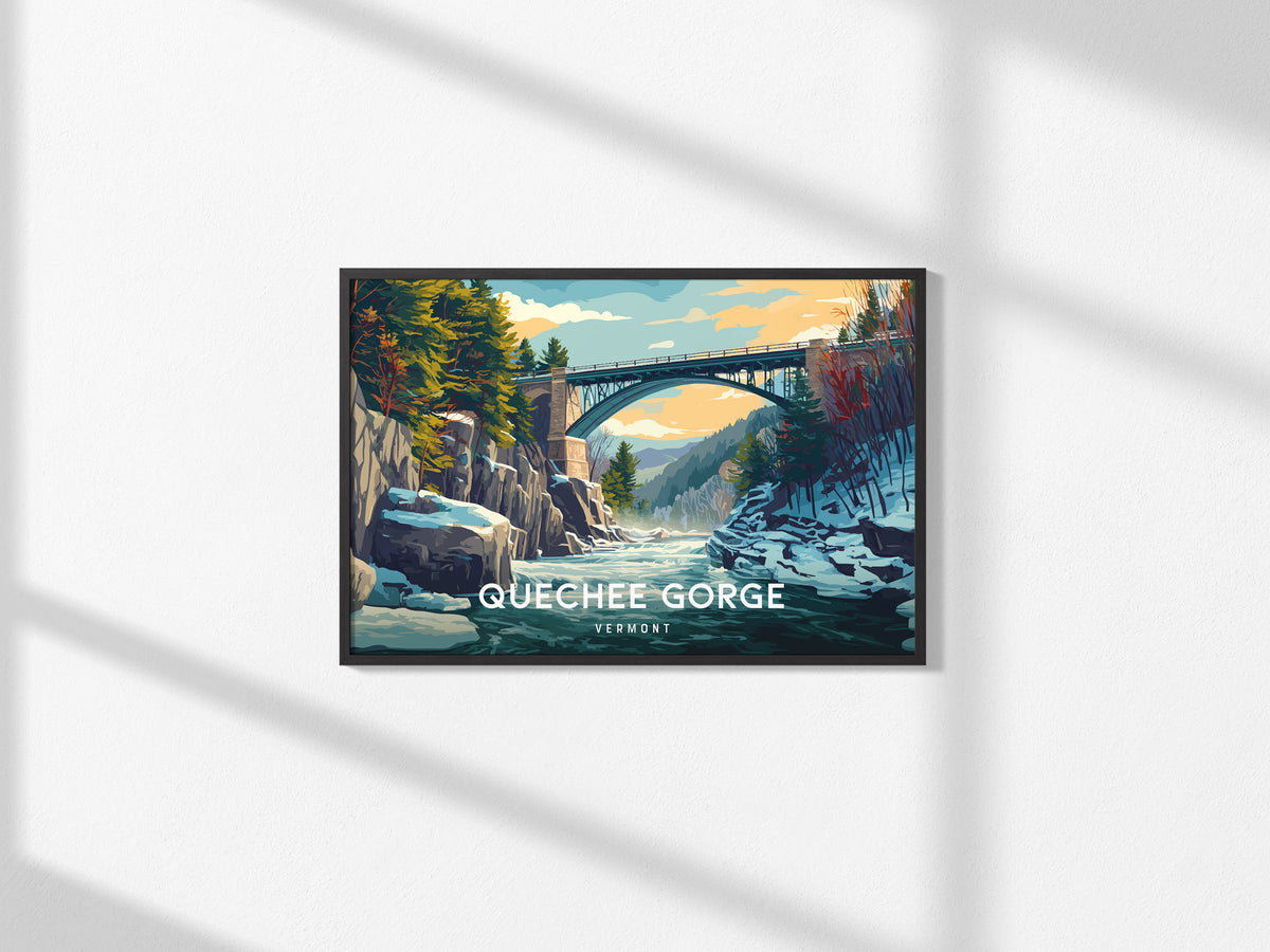 Quechee Gorge Landscape, Vermont Poster | Framed or Unframed Gorge Wall Art — framed and ready to hang, 2x3 in