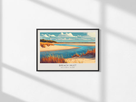 Breach Inlet Landscape Matte Border Poster | Sullivan's Island Beach House Decor Destination Print — framed and ready to hang
