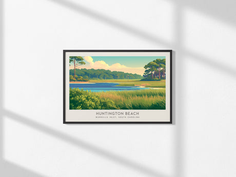 Huntington Beach Landscape Matte Border Poster | Murrells Inlet, South Carolina Coastal Beach Decor — framed and ready to han