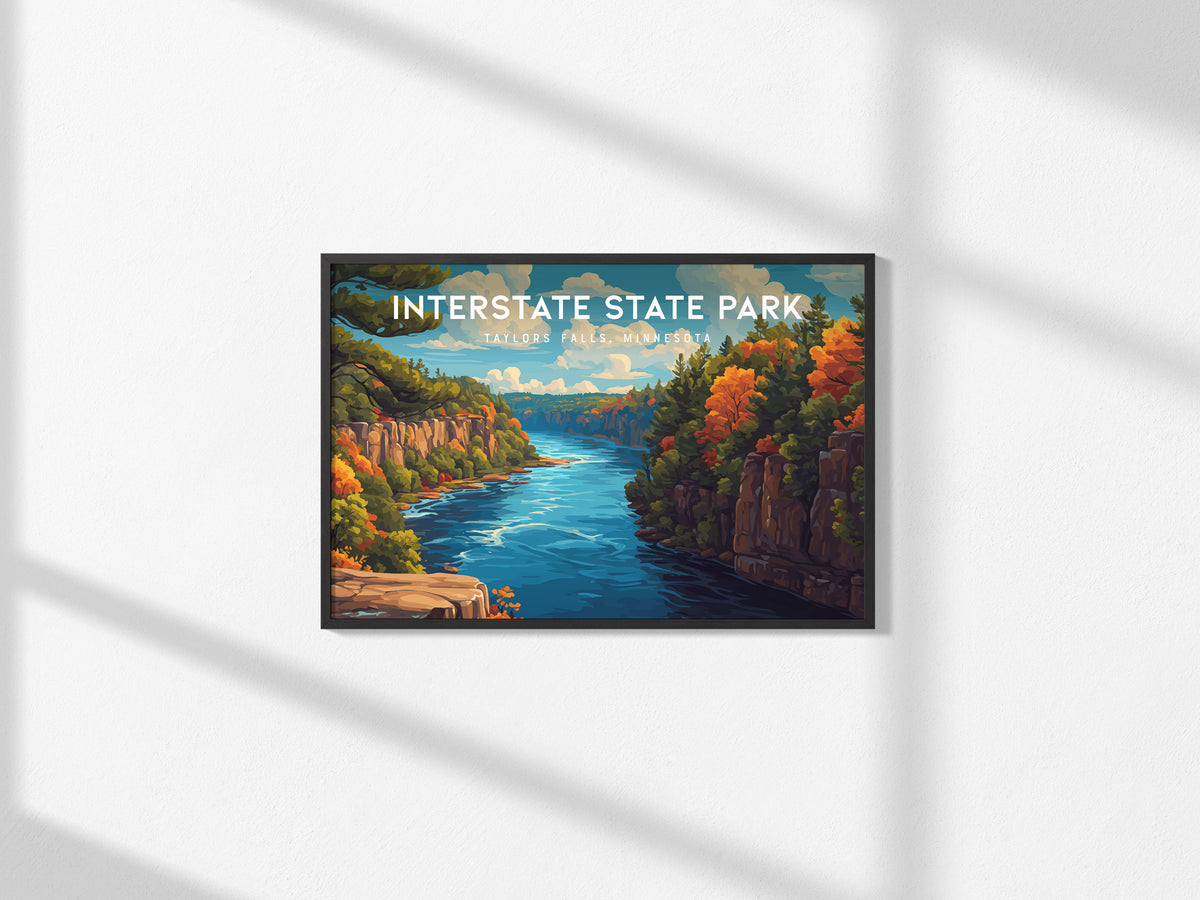 Interstate State Park Landscape Poster | Taylors Falls, Minnesota Travel Wall Art — framed and ready to hang, 2x3 in