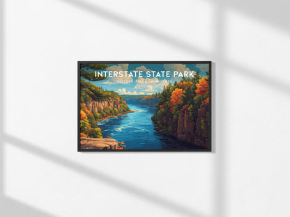 Interstate State Park Landscape Poster | Taylors Falls, Minnesota Travel Wall Art — framed and ready to hang, 2x3 in