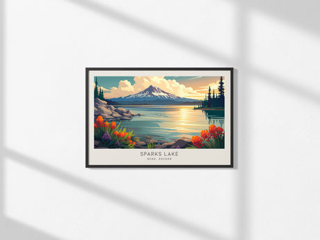Sparks Lake Landscape Matte Border Poster | Bend, Oregon Travel Gift Wall Art — framed and ready to hang, 2x3 in