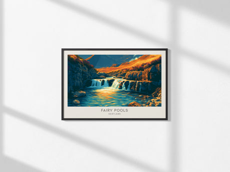Fairy Pools Landscape Matte Border Poster | Scotland Travel Wall Art — framed and ready to hang, 2x3 in