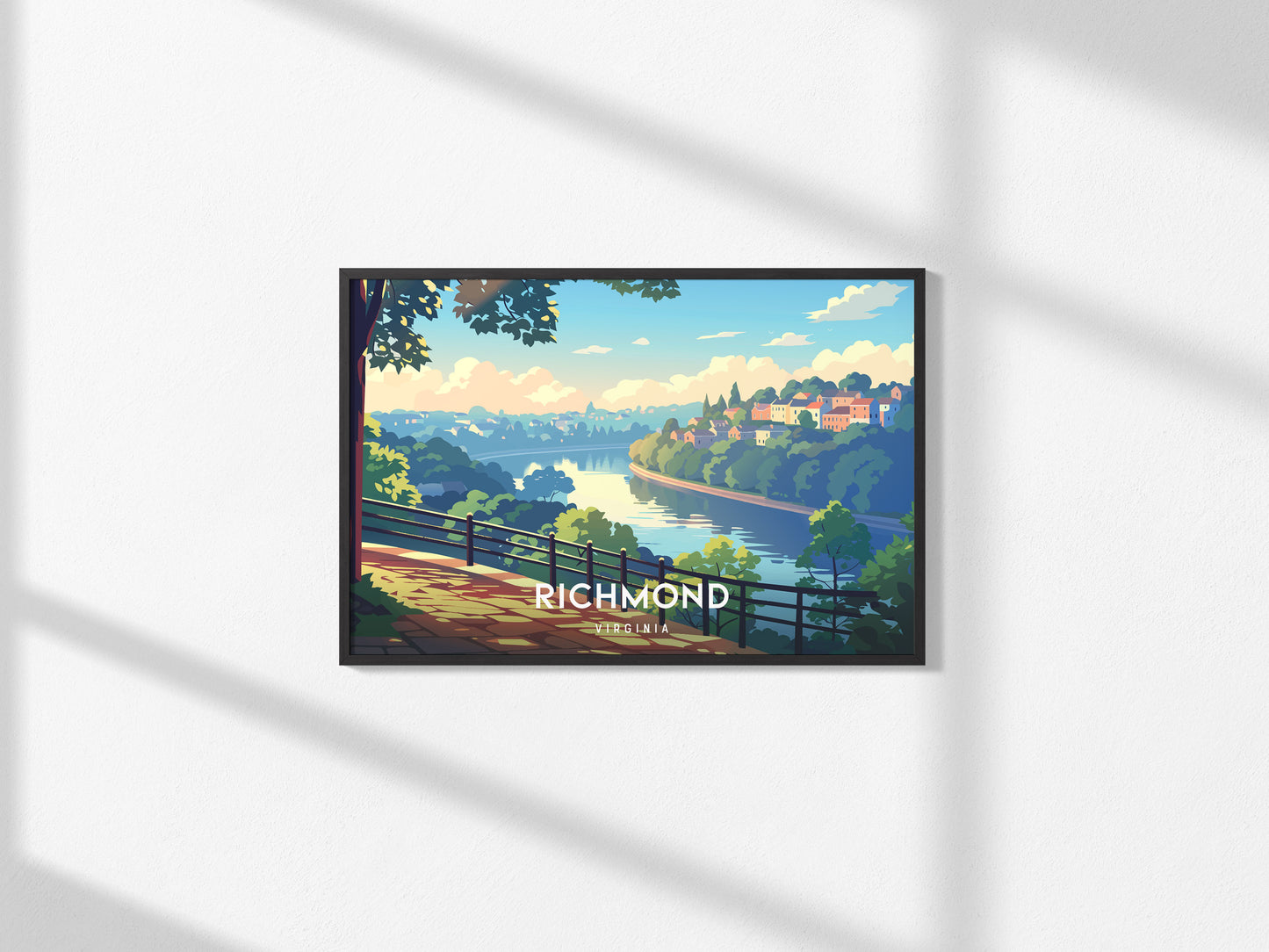 Richmond, Virginia Landscape Poster | Southern Capital Charm Vacation Wall Art — framed and ready to hang, 2x3 in