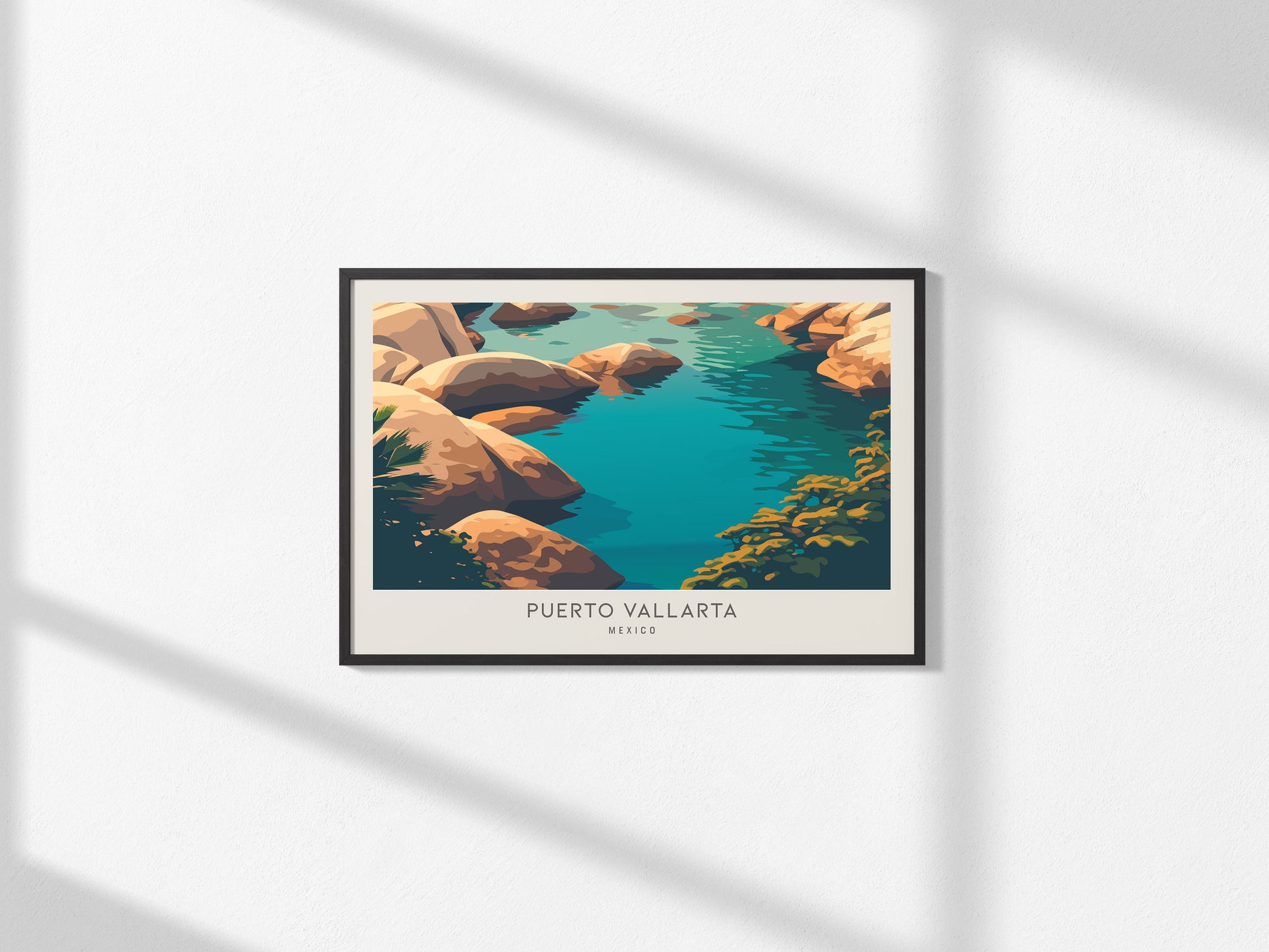 Puerto Vallarta Landscape Matte Border Poster | Travel Wall Art — framed and ready to hang, 2x3 in