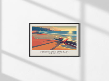 Popham Beach State Park Landscape Matte Border Poster | Phippsburg, Maine Travel Wall Art — framed and ready to hang, 2x3 in