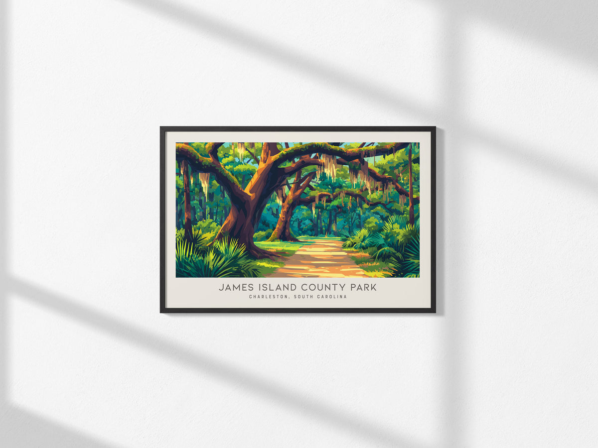 James Island County Park Landscape Matte Border Poster | Charleston, South Carolina Travel Wall Art — framed and ready to han