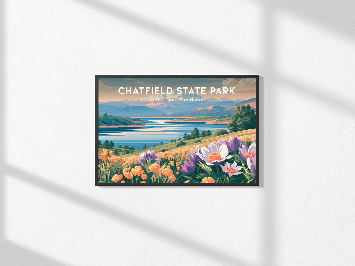 Chatfield State Park Landscape Poster | Littleton, Colorado Vacation Wall Art — framed and ready to hang, 2x3 in