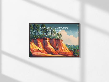 Crater of Diamonds State Park Landscape Poster | Arkansas Gem Hunting Travel Wall Art — framed and ready to hang, 2x3 in