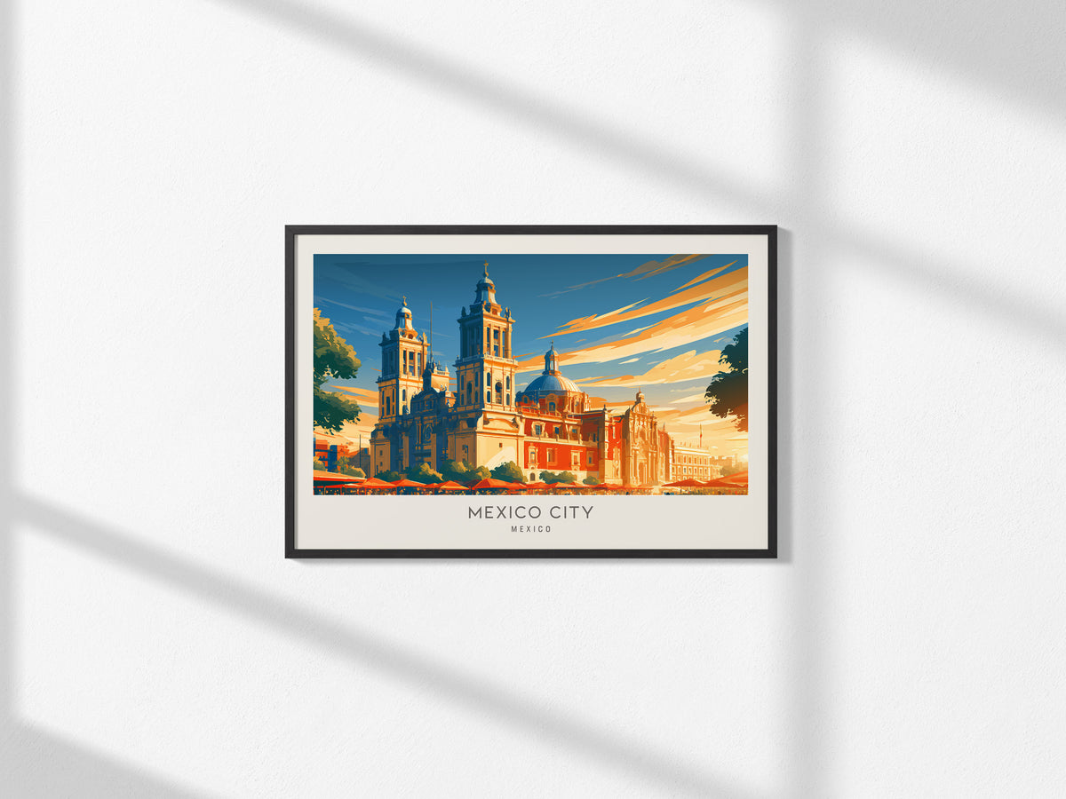 Mexico City Landscape Matte Border Poster | Mexico Vacation Wall Art — framed and ready to hang, 2x3 in