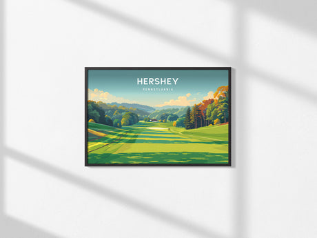 Hershey, Pennsylvania Landscape Poster | Chocolate Town Vacation Wall Art — framed and ready to hang, 2x3 in