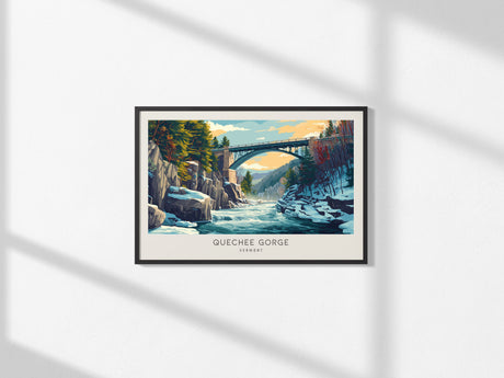 Quechee Gorge Landscape Matte Border Poster | Vermont Travel Gift Vacation Wall Art — framed and ready to hang, 2x3 in