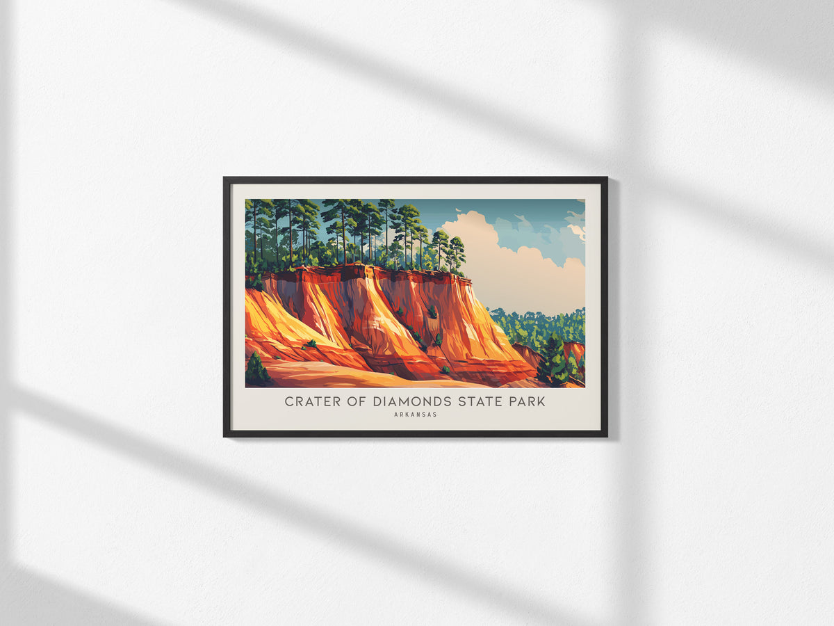 Crater of Diamonds State Park Landscape Matte Border Poster | Arkansas Travel Gift Framed or Unframed — framed and ready to h