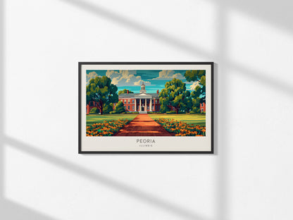 Peoria Landscape Matte Border Poster | Illinois Travel Gift Vacation Wall Art — framed and ready to hang, 2x3 in