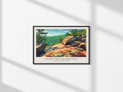 Hickory Run Boulder Field Landscape Matte Border Poster | Poconos, Pennsylvania Vacation Wall Art — framed and ready to hang