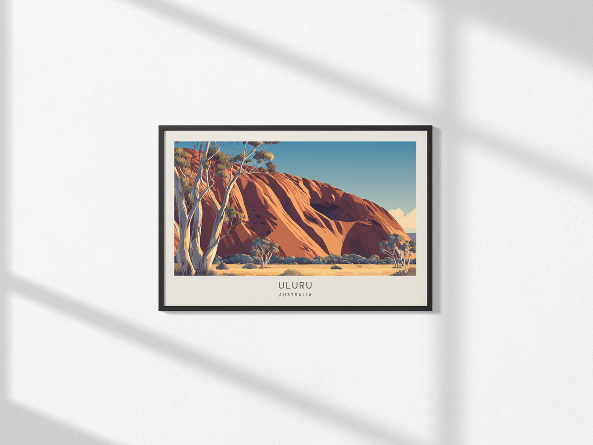 Uluru Landscape Matte Border Poster | Australia Vacation Wall Art — framed and ready to hang, 2x3 in