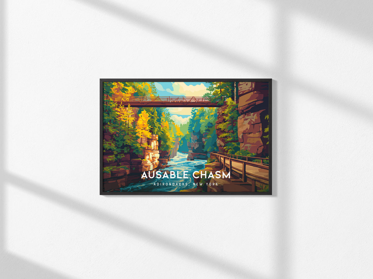 Ausable Chasm, Adirondacks, New York Landscape Poster | Travel Wall Art — framed and ready to hang, 2x3 in