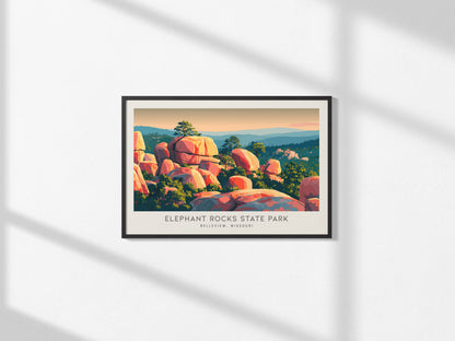Elephant Rocks State Park Landscape Matte Border Poster | Belleview, Missouri Vacation Wall Art — framed and ready to hang, 2